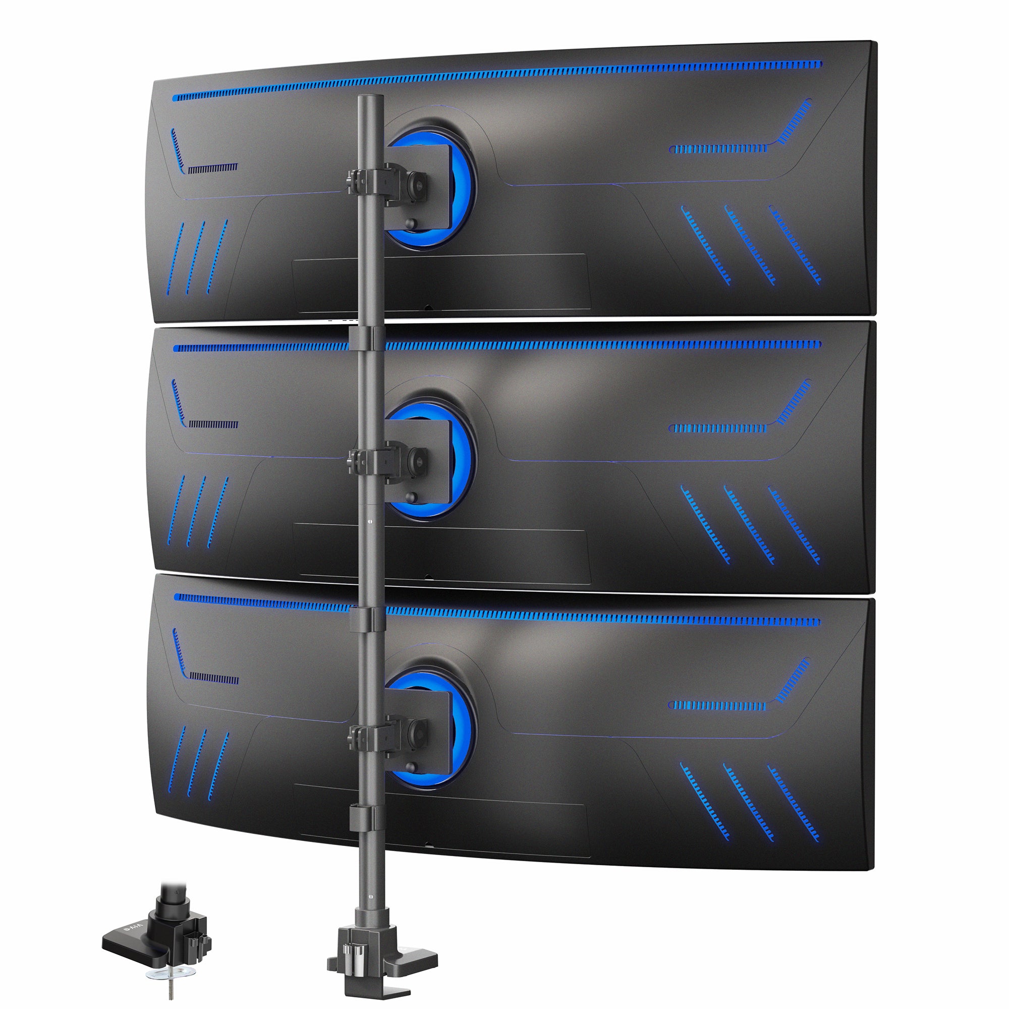 Triple Ultrawide Vertical Monitor Extra Tall Desk Mount - Up to 49" Screens