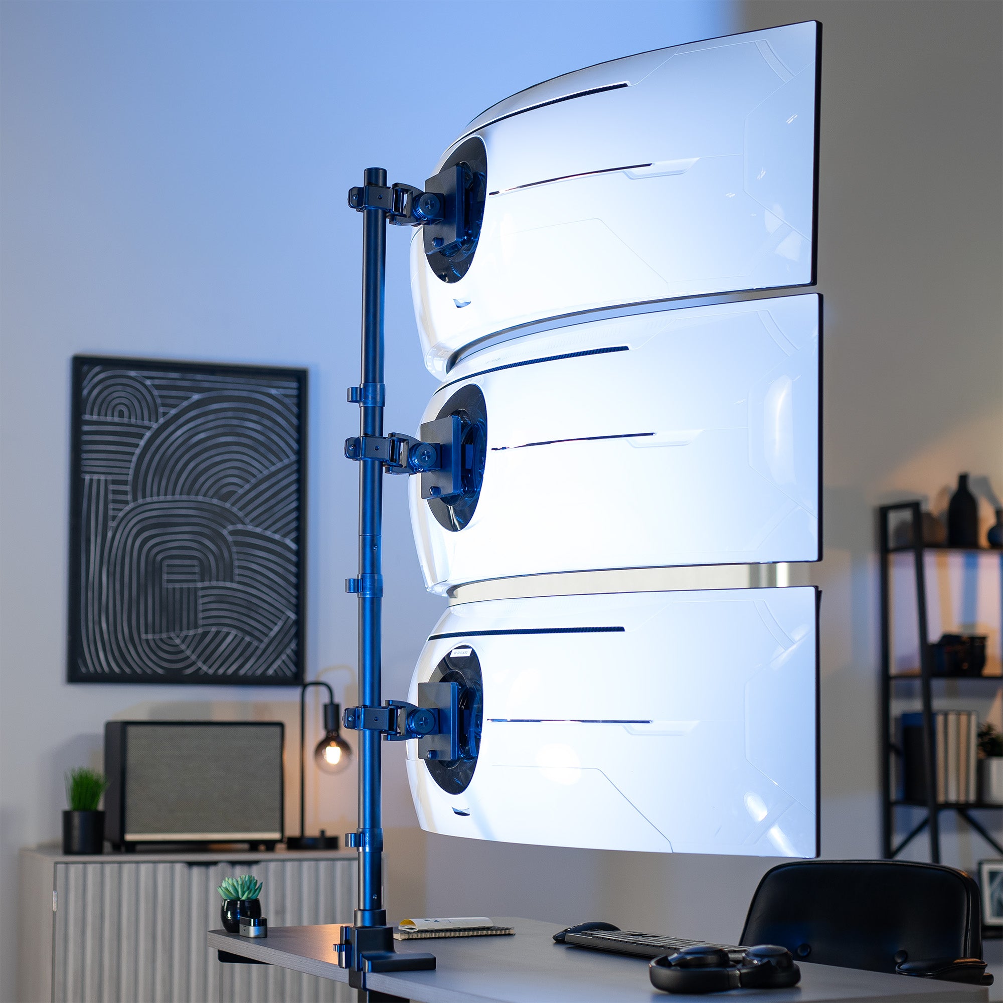 Triple Ultrawide Vertical Monitor Extra Tall Desk Mount - Thumbnail 3