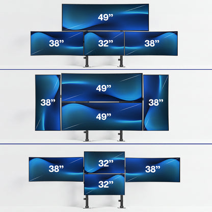 Quad Monitor Mount w/ 2 Centered Ultrawides - Up to 49” Screens