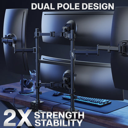 Quad Monitor Mount w/ 2 Centered Ultrawides - Up to 49” Screens