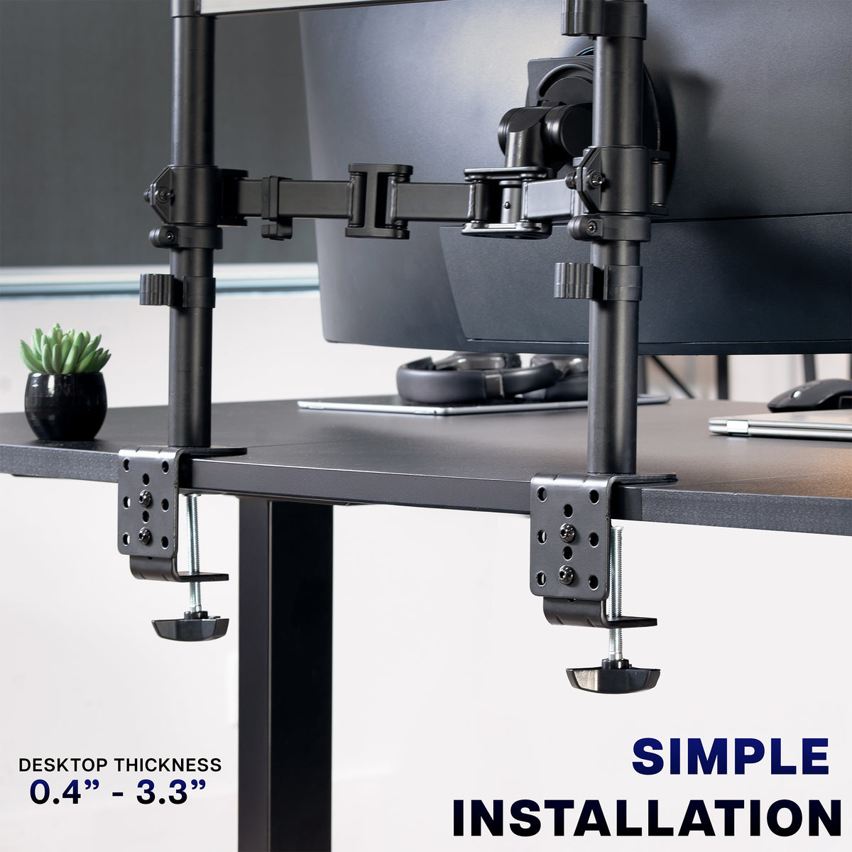 Quad Monitor Mount w/ 2 Centered Ultrawides - Up to 49” Screens