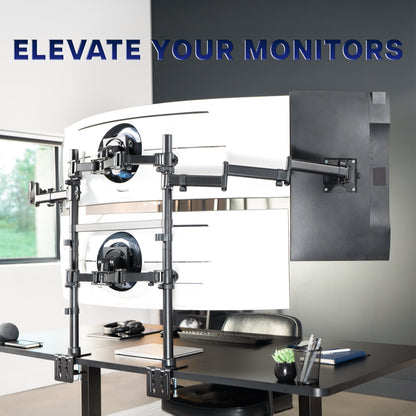 Quad Monitor Mount w/ 2 Centered Ultrawides - Up to 49” Screens