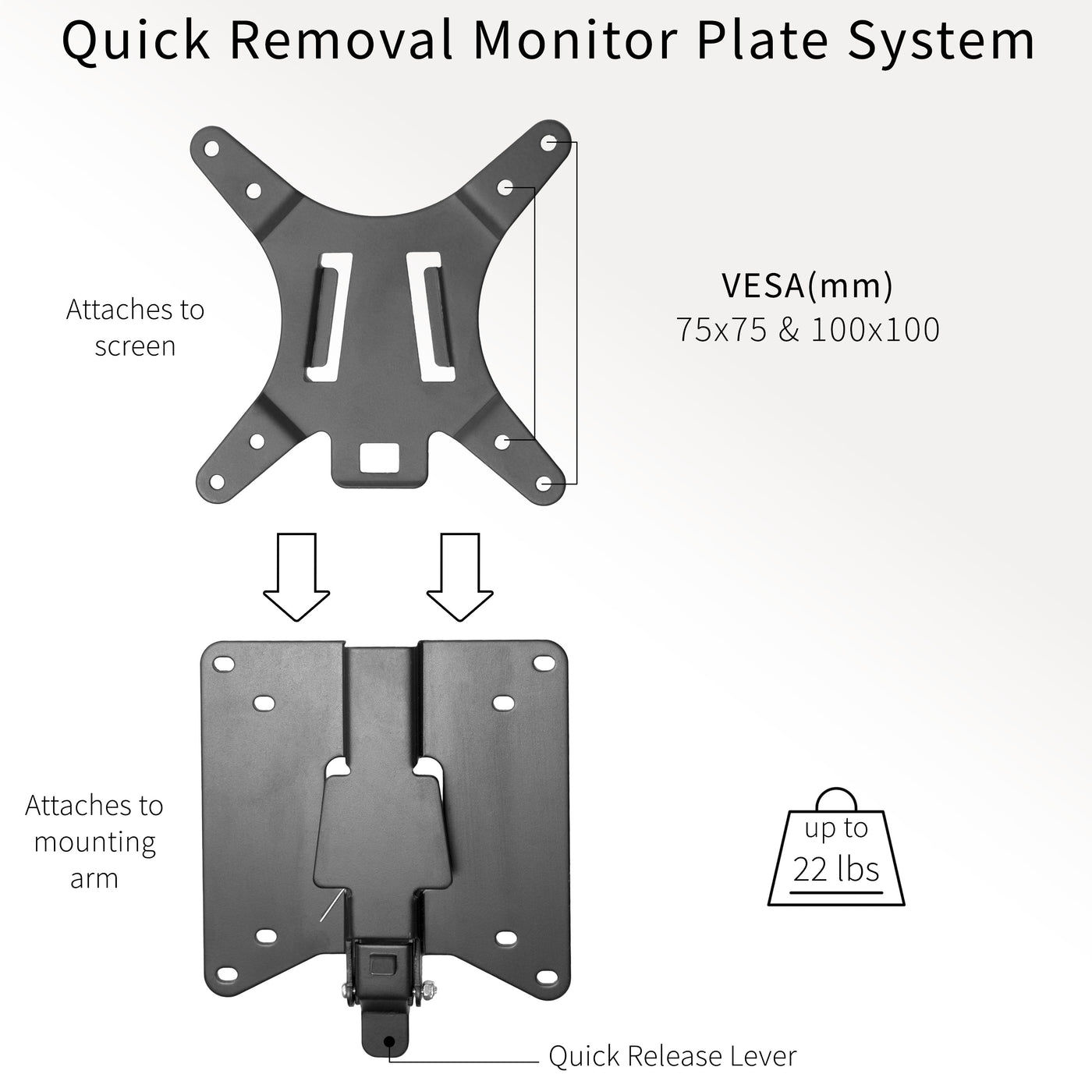 VIVO Steel VESA Bracket 75x75 and 100x100 Mounting for Computer Monitors