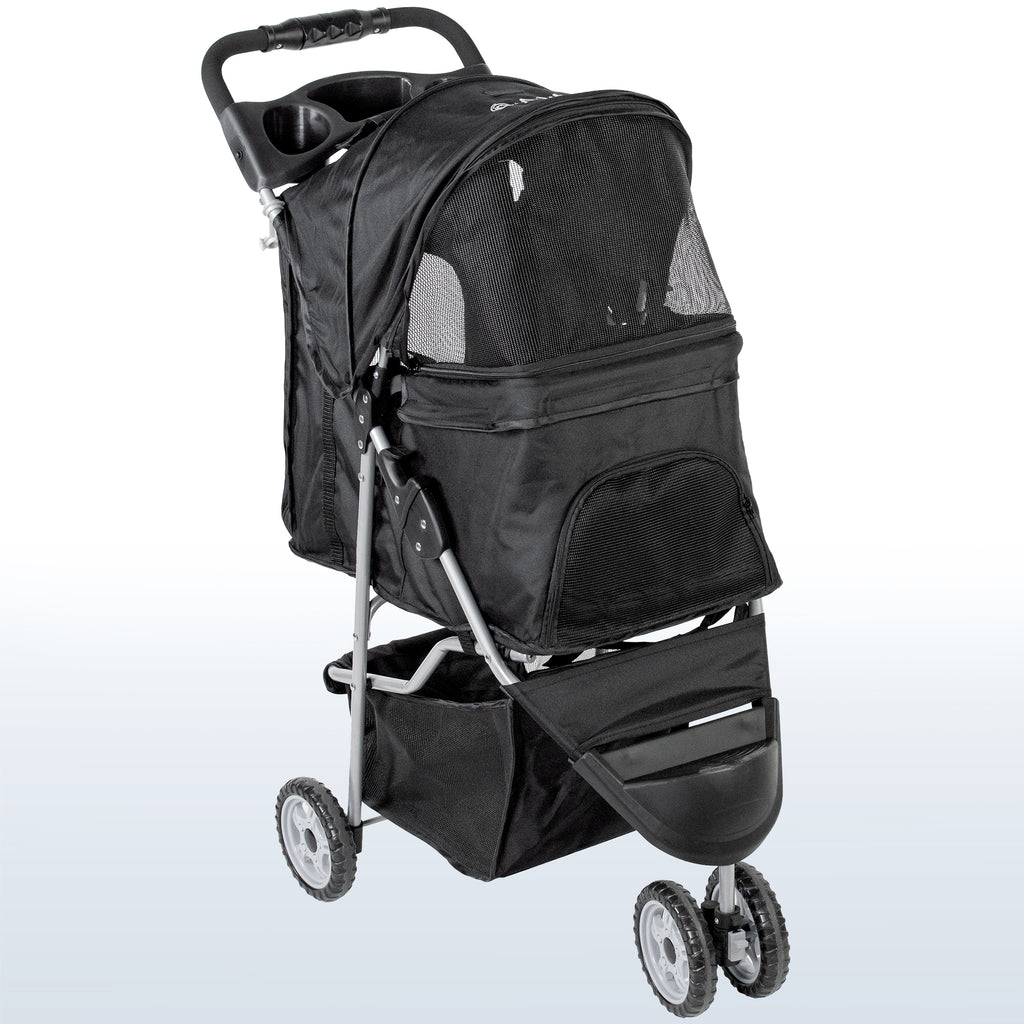 VIVO Black 3 Wheel Pet Stroller / Cat & Dog Foldable Carrier Strolling Cart
