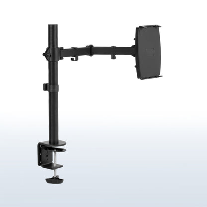 Articulating height adjustable tablet holder desk mount.