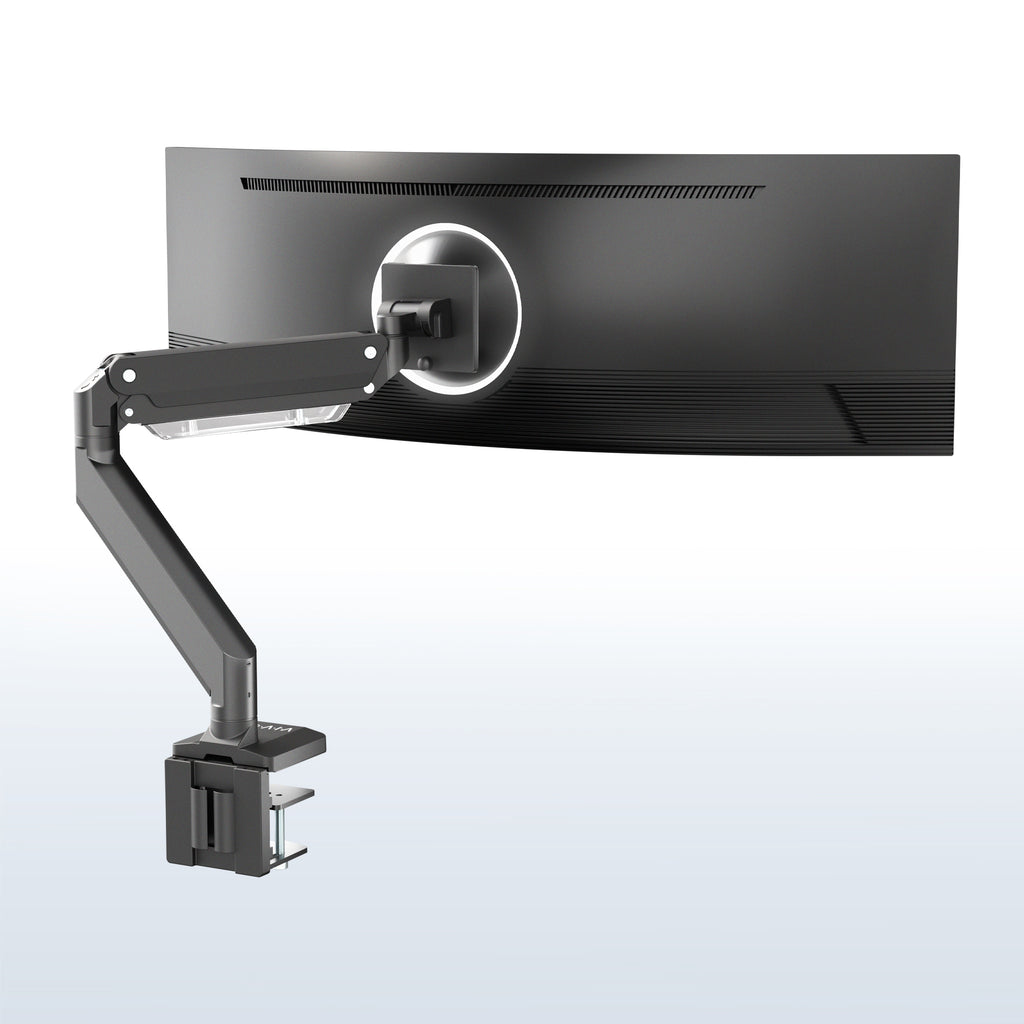 Pneumatic Arm Single Ultrawide Monitor Desk Mount - Up to 49 Inch Screens