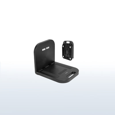 Lightweight magnetic workstation for holding laptops on steel surfaces.