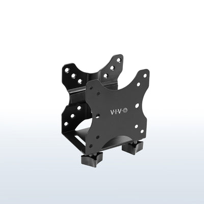Sturdy steel multi-functional PC mount for under desk, pole, or behind monitor VESA mounting.