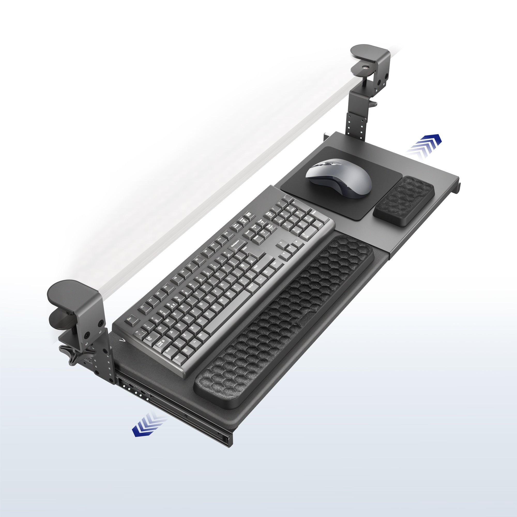 Clamp-on Height & Width Adjustable Keyboard Tray