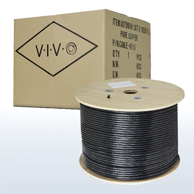 Black 1,000ft Cat6 Full Copper Outdoor Ethernet Cable