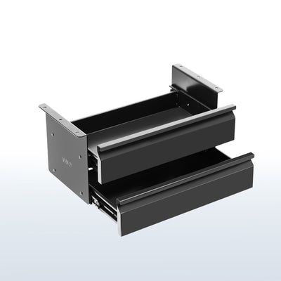 Pull Out Dual Level Under Desk Drawer set creates vertically stacked storage for your workstation.
