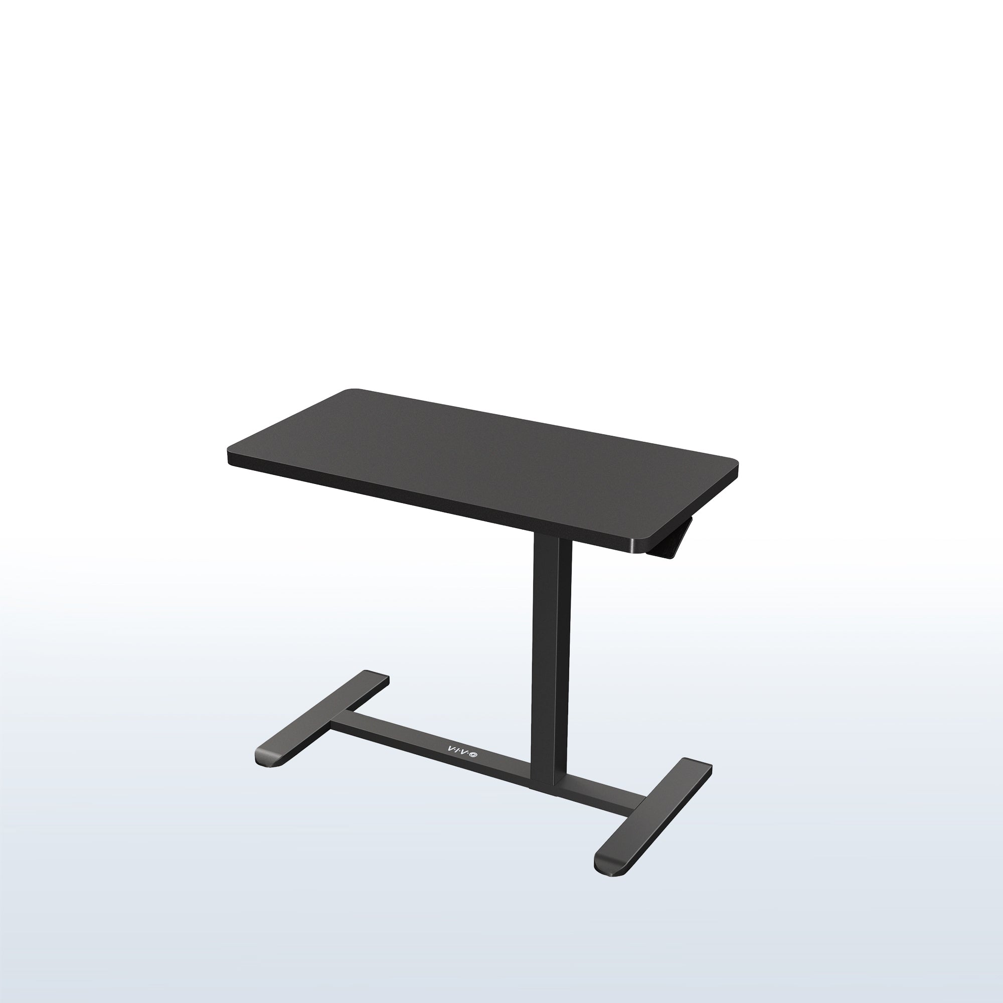 Sturdy steel mobile laptop cart with pneumatic height adjustment.