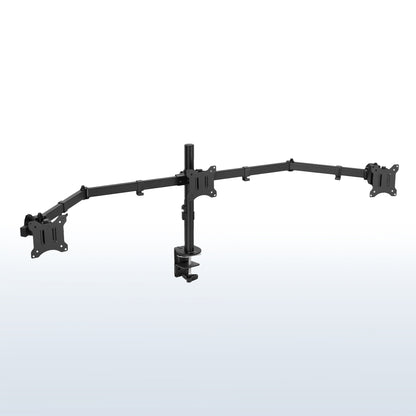 Sturdy flush to wall height adjustable triple monitor desk mount.