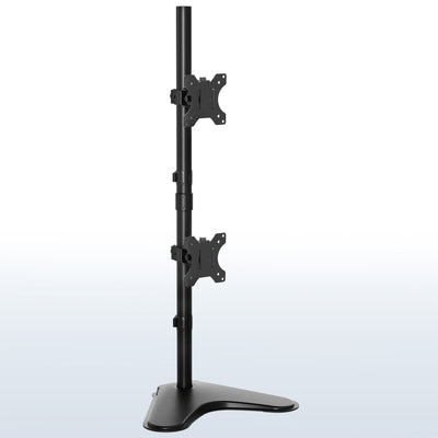 Sturdy dual monitor desk stand for stacked array.