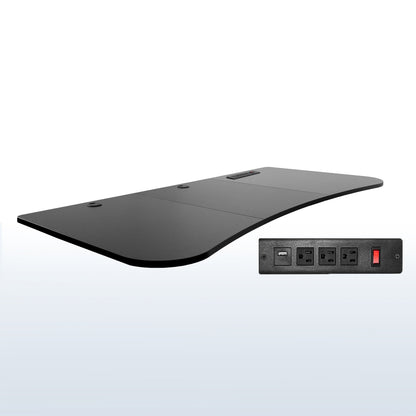  63 x 32 inch Universal Table Top with Built-In Power Strip for Standard and Sit Stand Height Adjustable Home and Office Desk Frames