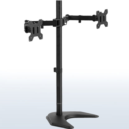 Extra tall sturdy adjustable dual monitor ergonomic desk stand for office workstation.