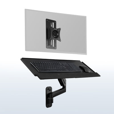 Single 17" to 32" Monitor Wall Mount + Keyboard Tray Wall Mount