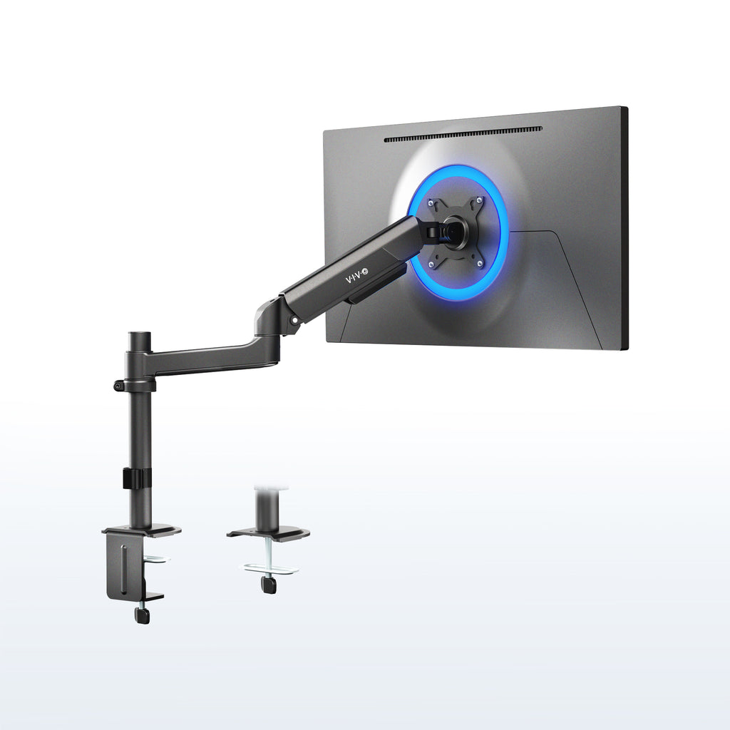 Pneumatic Arm Single Monitor Desk Mount - Up to 40 Inch Screens