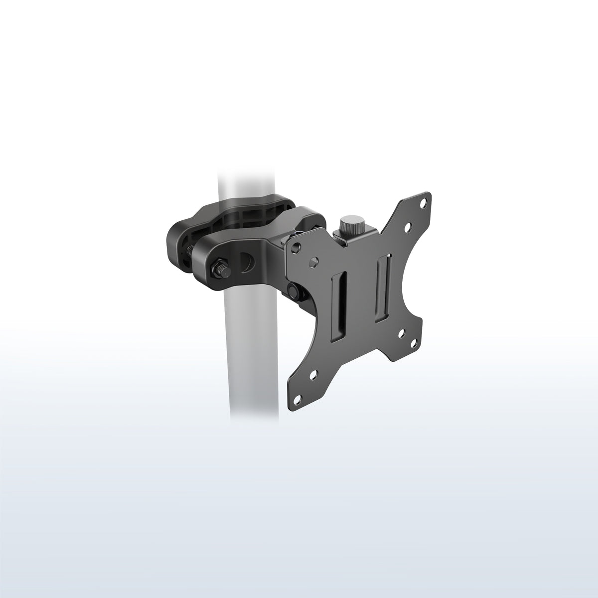 Black VESA Bracket Pole Mount - 17" to 32" Screens shown on a light blue gradient background.