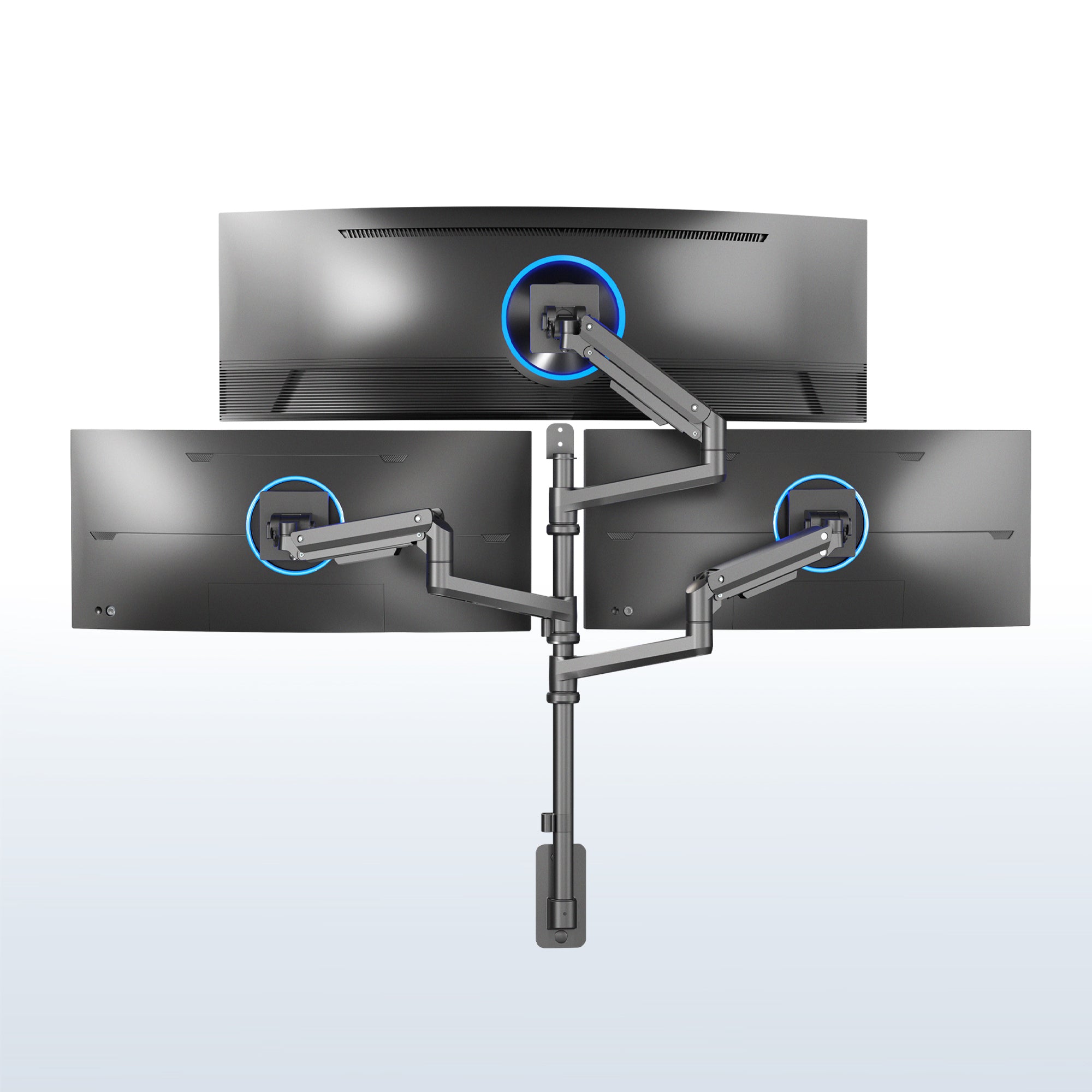 Pneumatic Arm Triple Ultrawide Monitor Extra Tall Wall Mount - Up