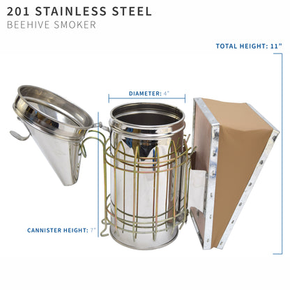 Stainless Steel Beehive Smoker with Heat Shield