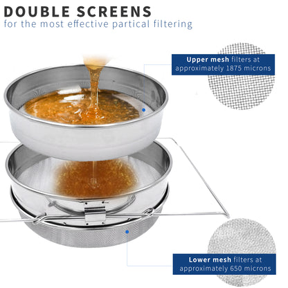 Double Sieve Stainless Steel Honey Strainer