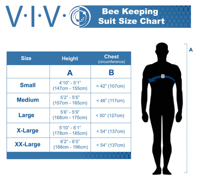 Full Body Beekeeping Suit Sizing Chart