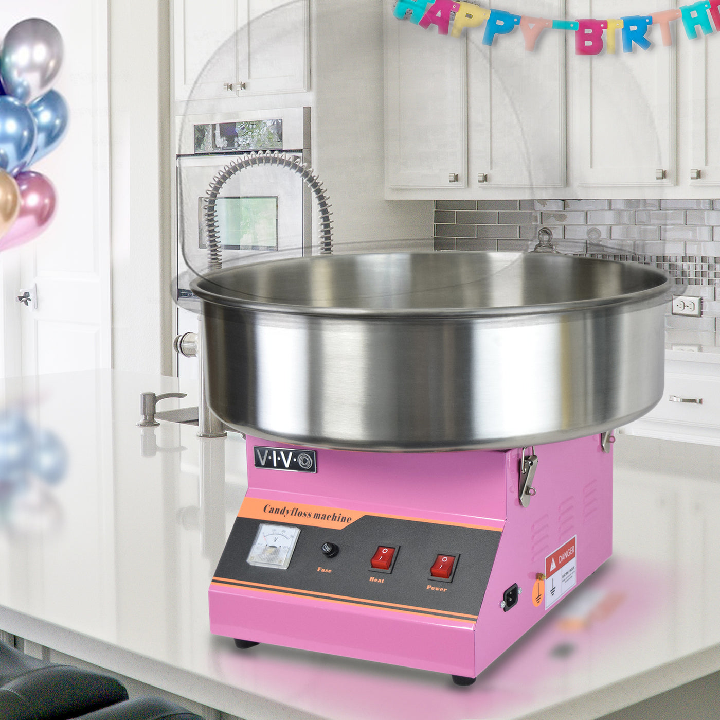 Electric Commercial Cotton Candy Machine with Bubble Shield – VIVO ...