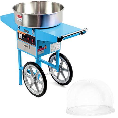 Blue Electric Commercial Cotton Candy Machine with Cart and Bubble Shield
