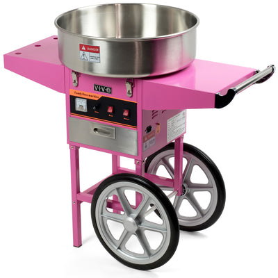 Pink Electric Commercial Cotton Candy Machine with Cart