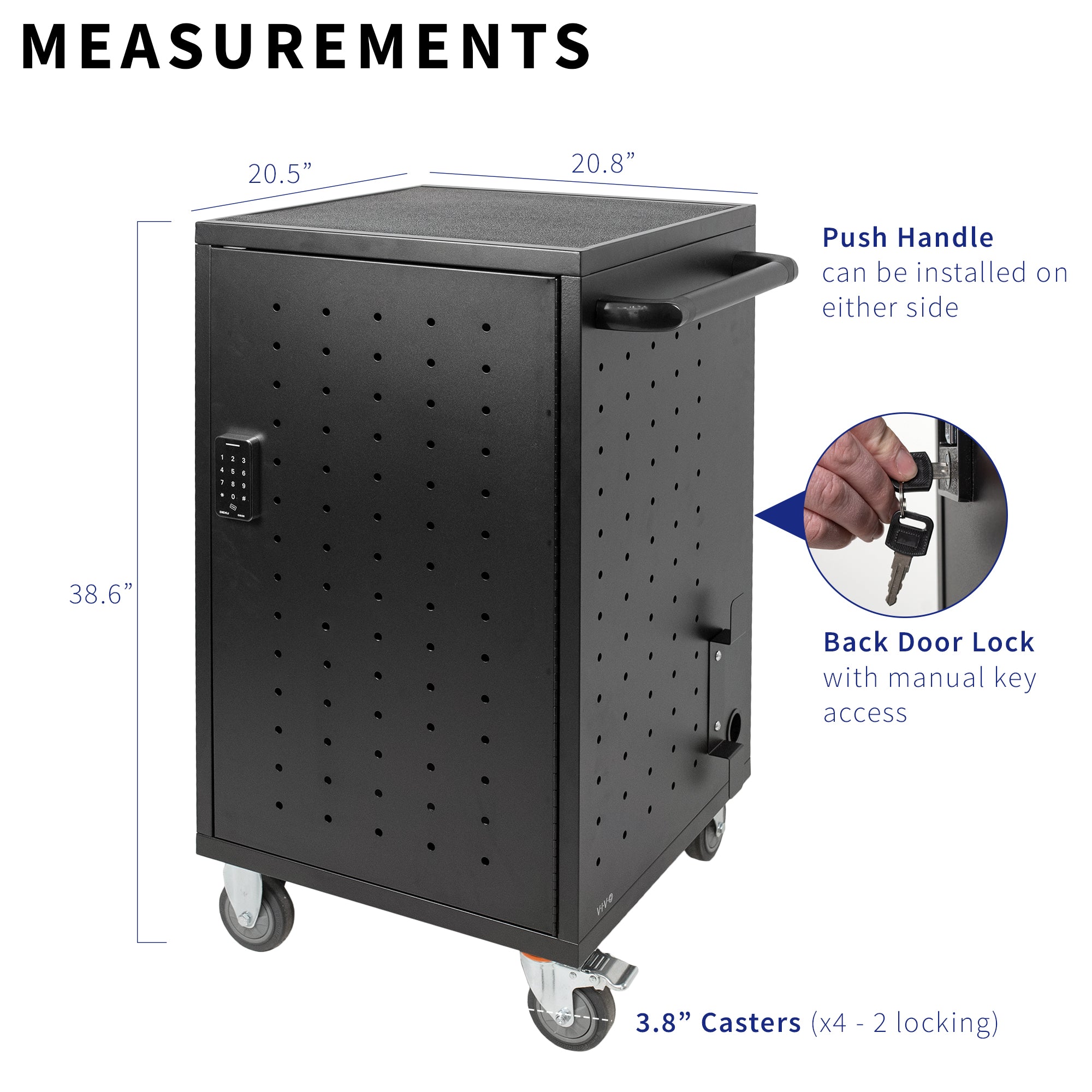 30-Bay Locking Laptop and Tablet Charging Station Cart with Digital Keypad Lock