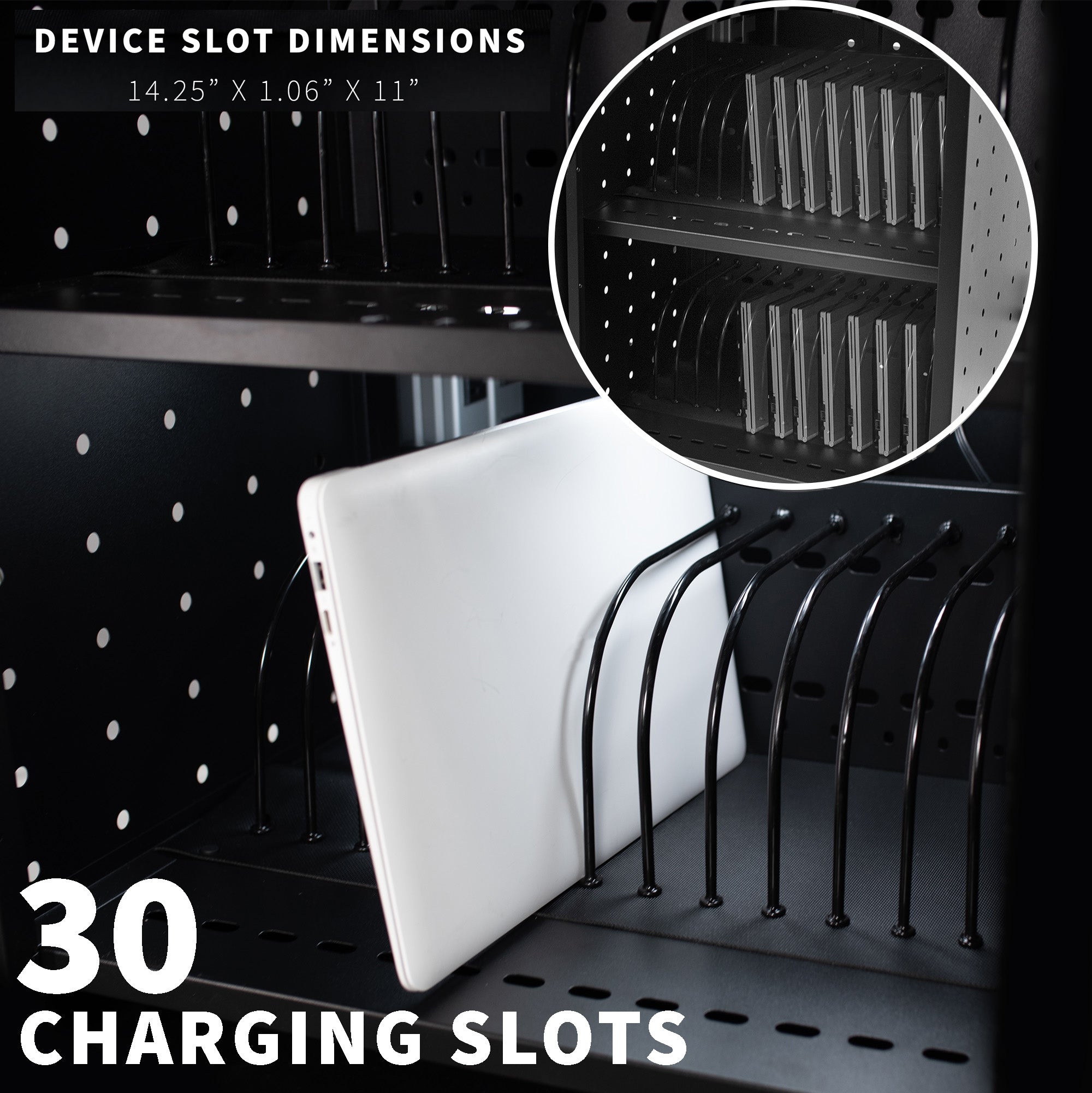 30-Bay Locking Laptop and Tablet Charging Station Cart with Digital Keypad Lock