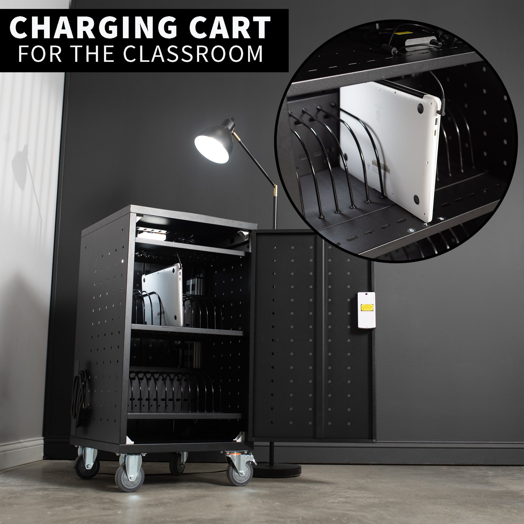 Computer Rack Cart Black Laptop Charging Cart with Keypad Lock – VIVO - desk solutions ...