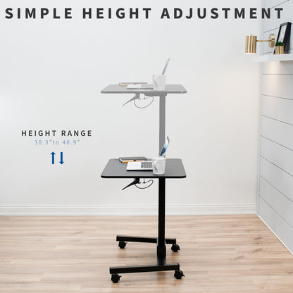 Black 32" Mobile Presentation Cart height adjustment