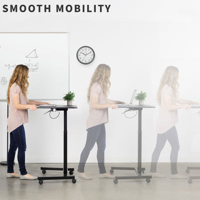 Black 32" Mobile Presentation Cart smooth mobility