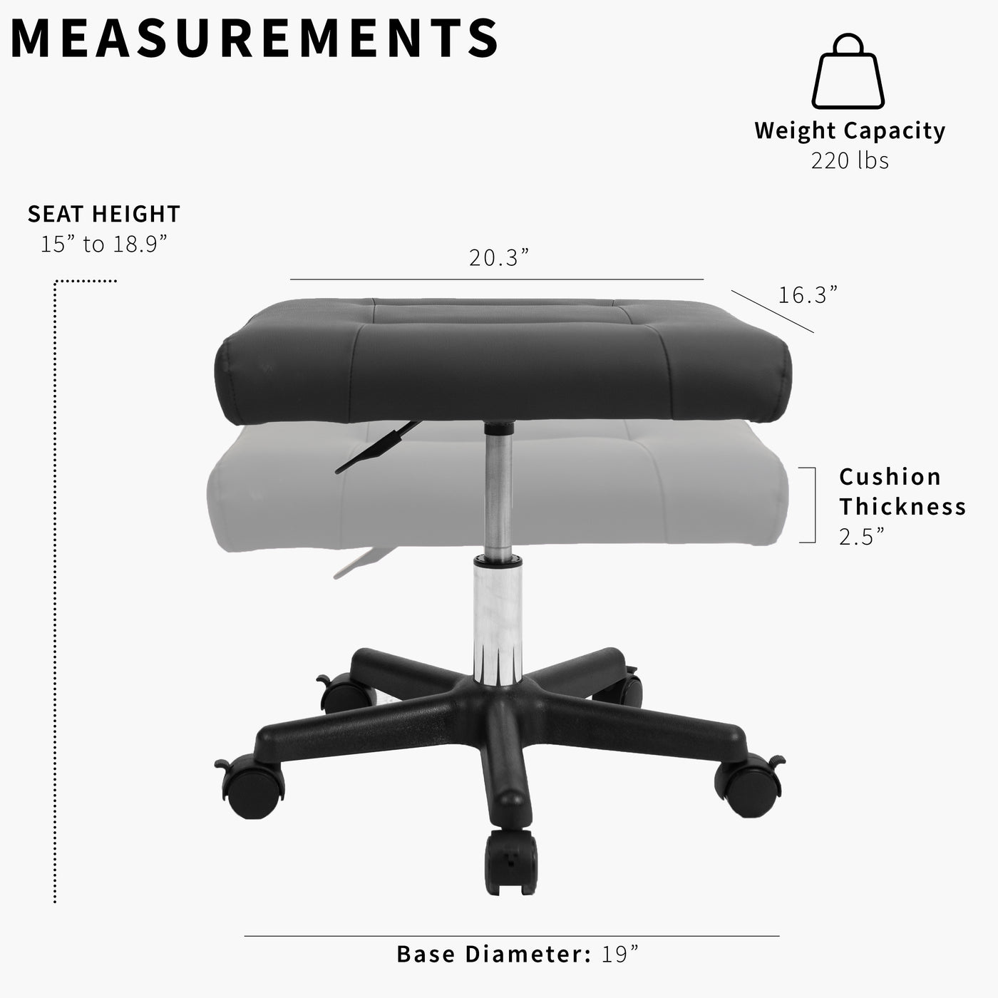 Footrest Adjustable Height Footstool with Wheels Rolling Under Desk Leg Rest