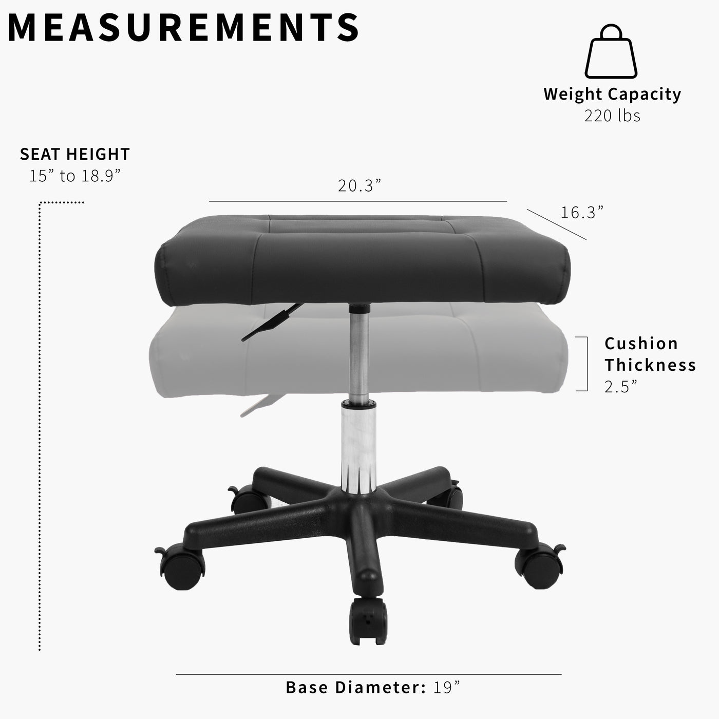 Black 2-in-1 Footrest & Ergonomic Desk Stool – VIVO - desk solutions ...