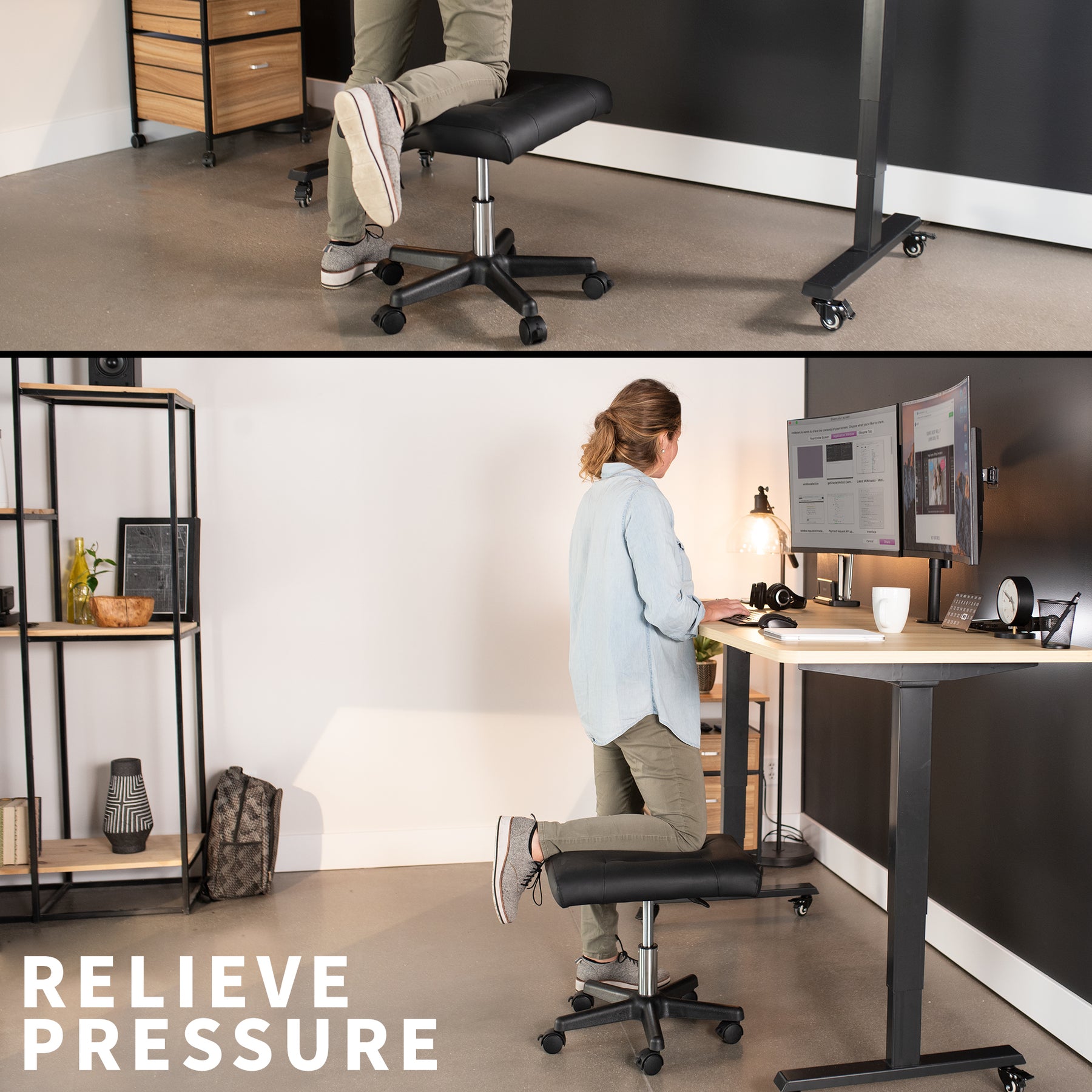 VIVO Black Ergonomic Height Adjustable Standing Foot Rest Relief Platform  for Standing Desks STAND-FT01 : : Home
