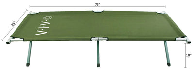 Convenient portable foldable camping cot with carrying bag.