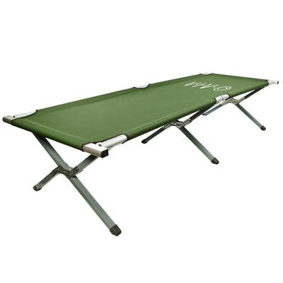 Convenient portable camping cot with carrying bag.