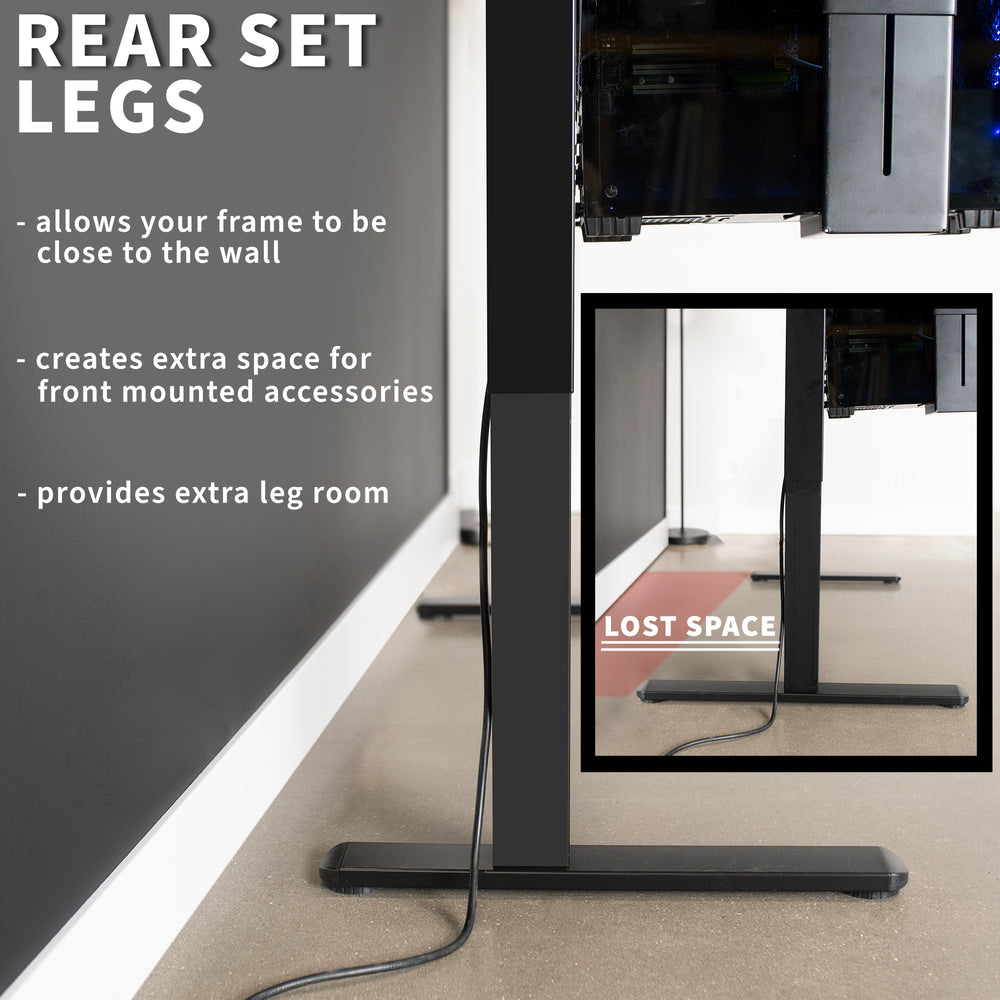 Electric Single Motor Desk Frame with Rear-set Legs – VIVO - desk ...