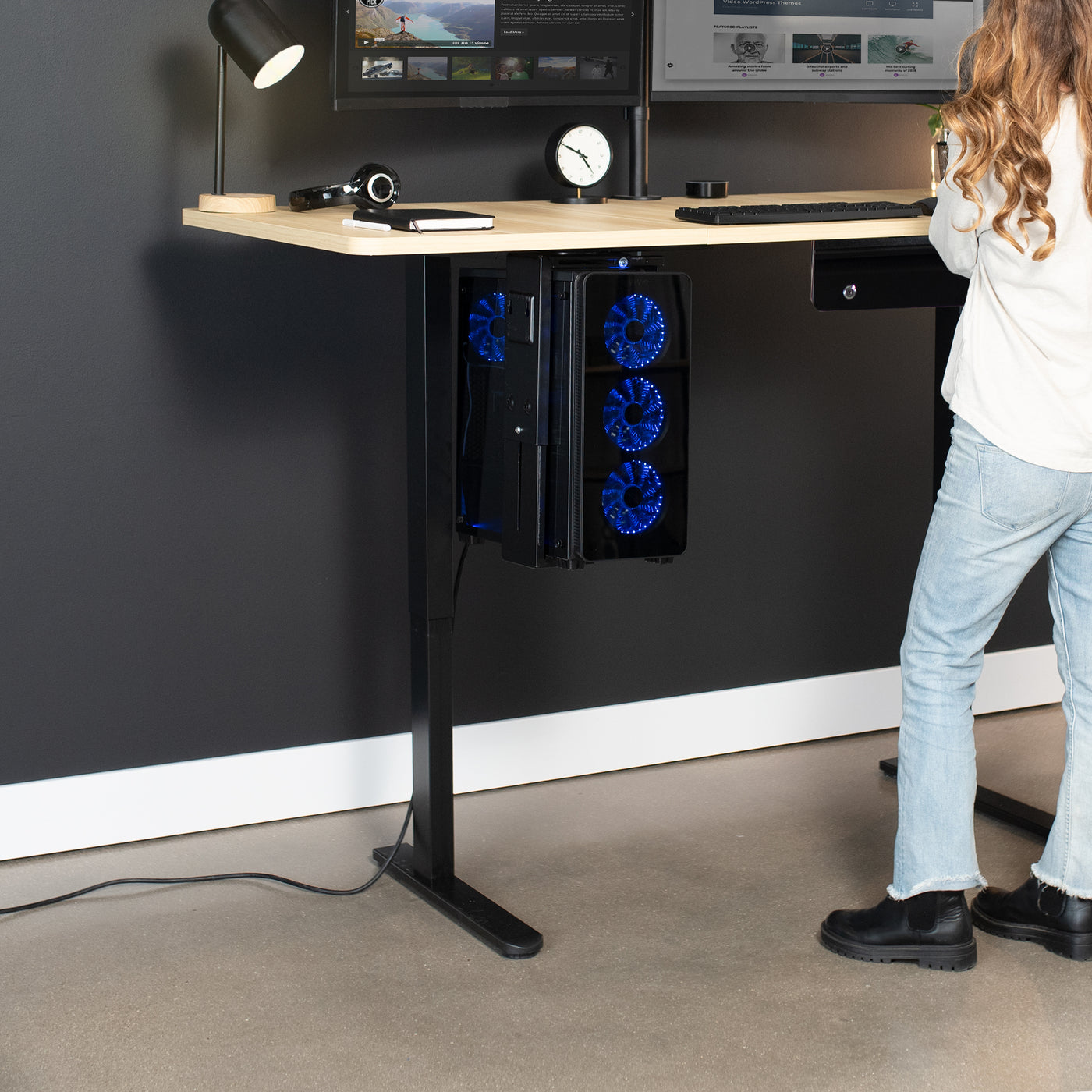 Desk Leg Pc Mount Electric Single Motor Desk Frame with Rear-set Legs – VIVO - desk ...