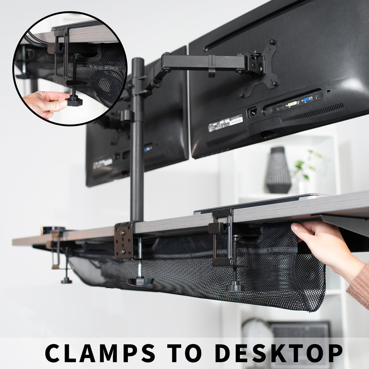 Clamp-on Under Desk Mesh Cable Management – VIVO - desk solutions ...