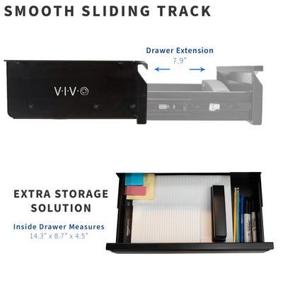 Extra storage solution with smooth sliding tracks and maximum extension of the drawer.