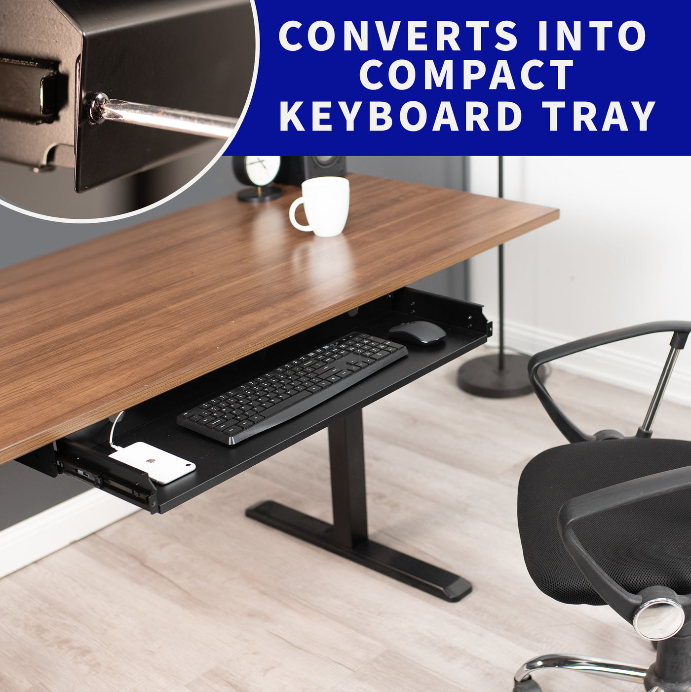 Convert into a compact keyboard tray.