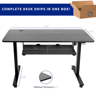Desk ships in one box with minimal assembly.