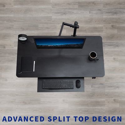 Advanced split top designed desk for a convenient and productive workspace.