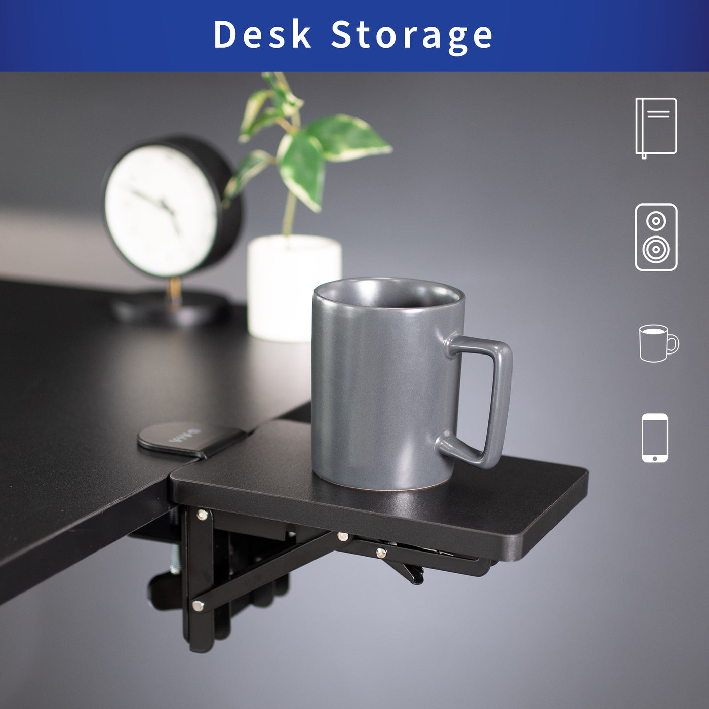 Extendable Desk Support Black Clamp-on 6