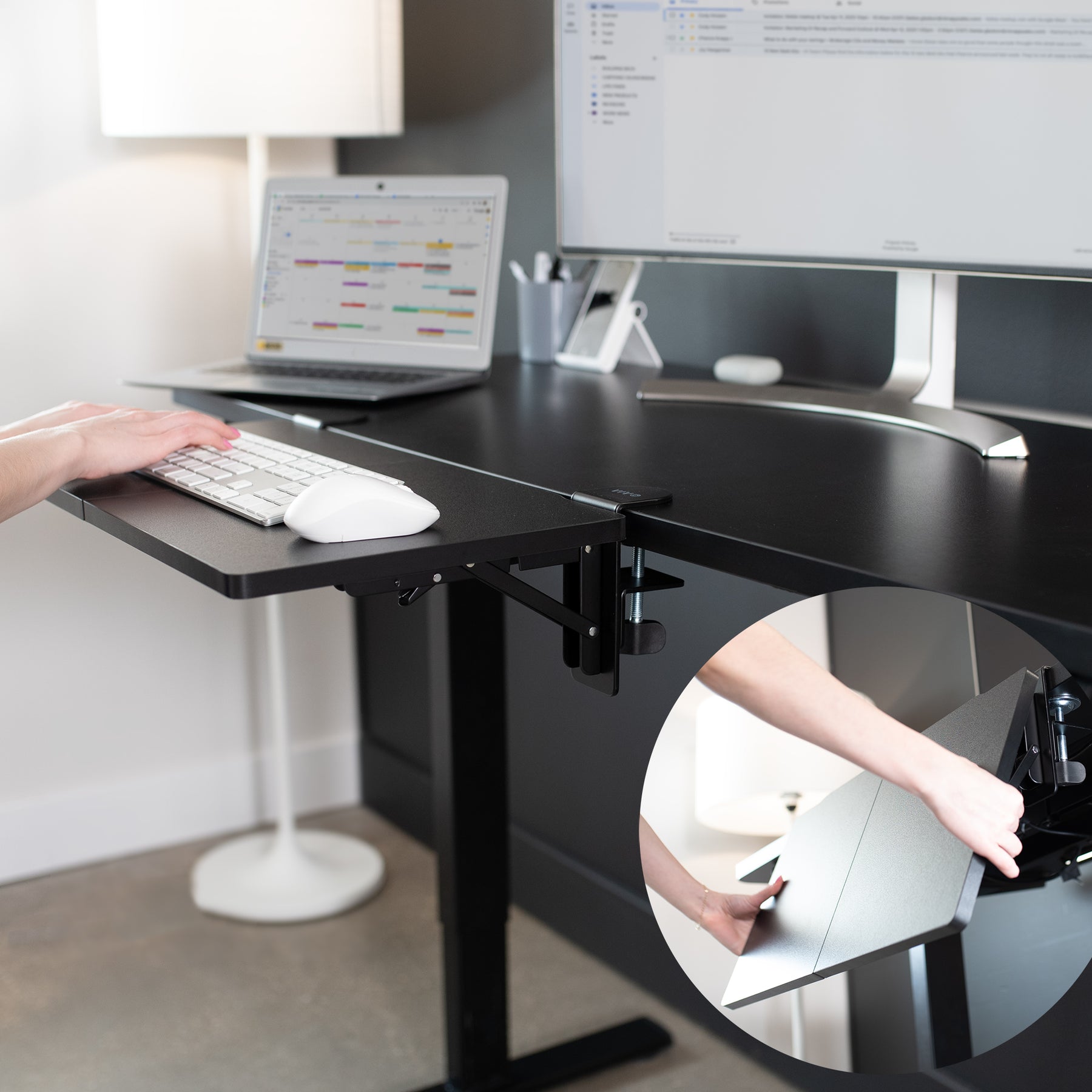 Extendable Desk Frame Black Clamp-on 24