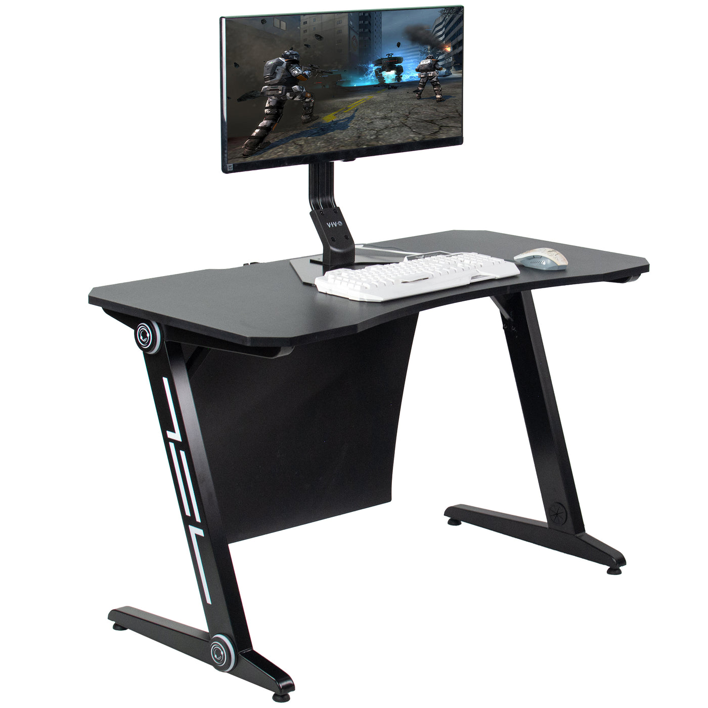 Heavy-duty z shaped gaming computer table desk.